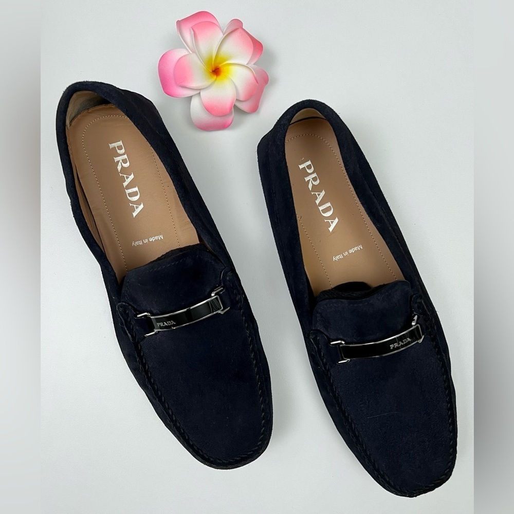 PRADA Suede Loafers Brown Size 9.5 Italian Luxury Slip-On - Picture 3 of 7
